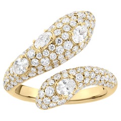 Nigaam 2.16 Cts. Diamond Bypass Ring Size 7 in 18K Yellow Gold