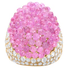 Nigaam 23.1 Cttw. Pink Sapphire and Diamond Cluster Ring in 18k Yellow Gold