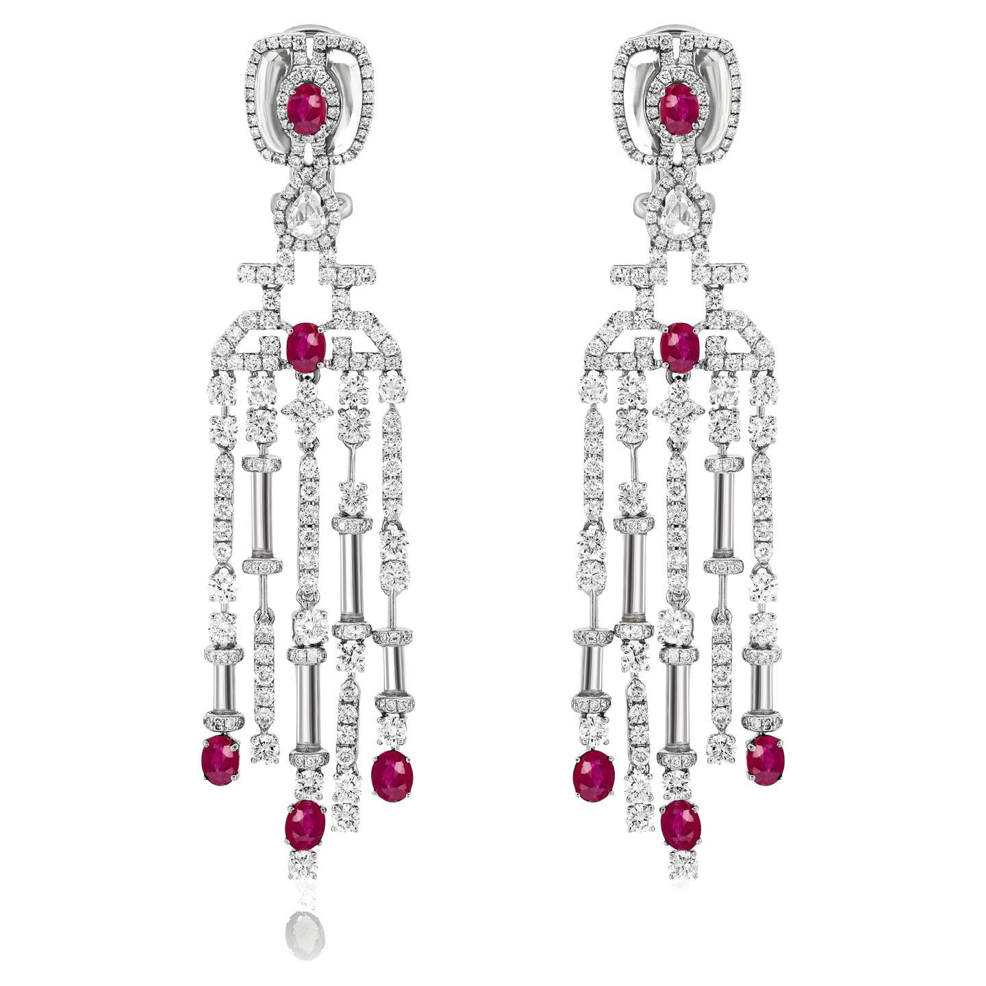 6.85cts AsscherCut Diamond Gold Dangle Chandelier Drop Earrings For