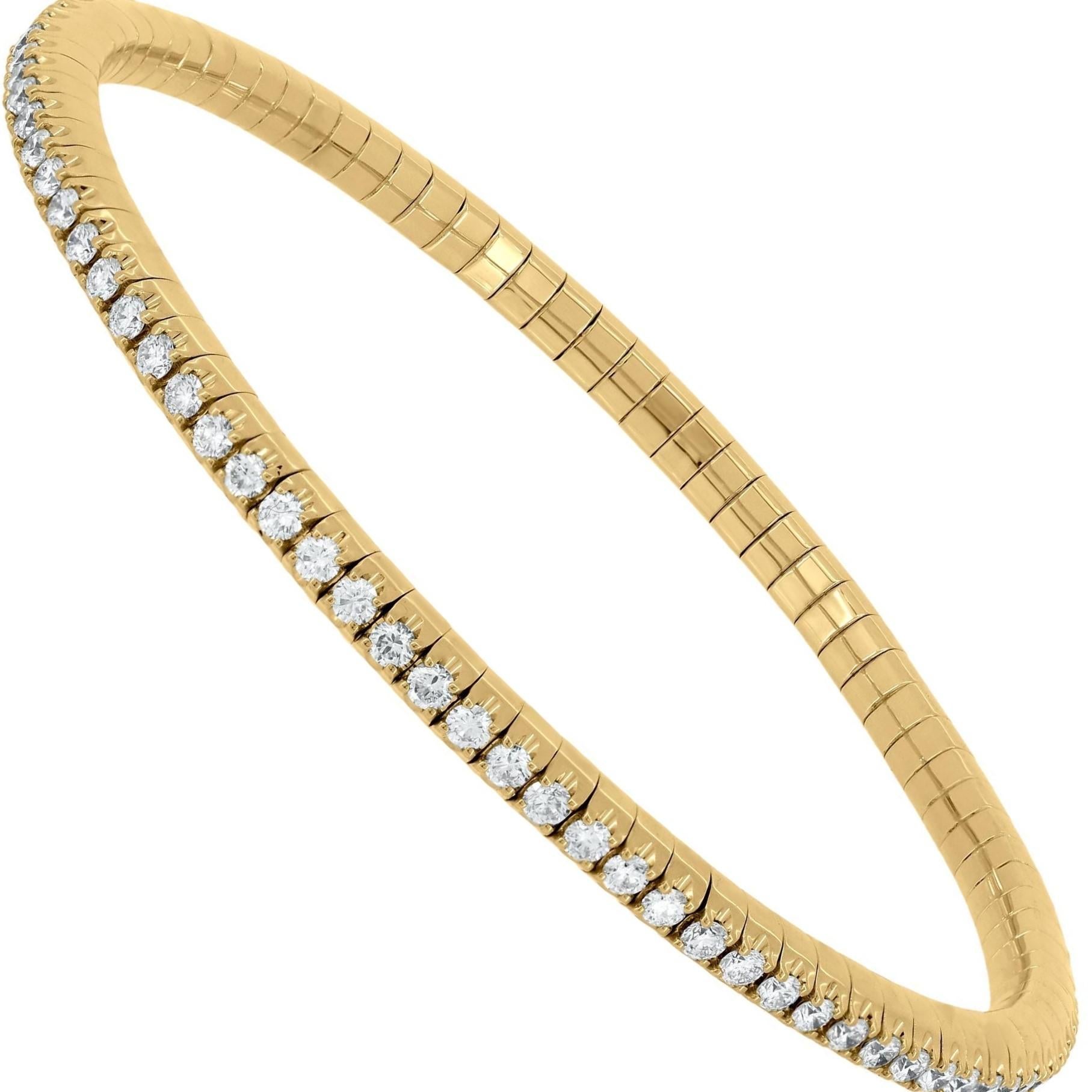 Illuminate your wrist with this exquisite Diamond Tennis Bracelet. Crafted with shimmering diamonds set in a sleek yellow gold band, this bracelet exudes timeless elegance and sophistication. The flexible design ensures a comfortable fit, making it