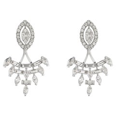 Nigaam 2.68 Ct T.W Baguette & Marquise Diamond Stud Earrings in 18k White Gold