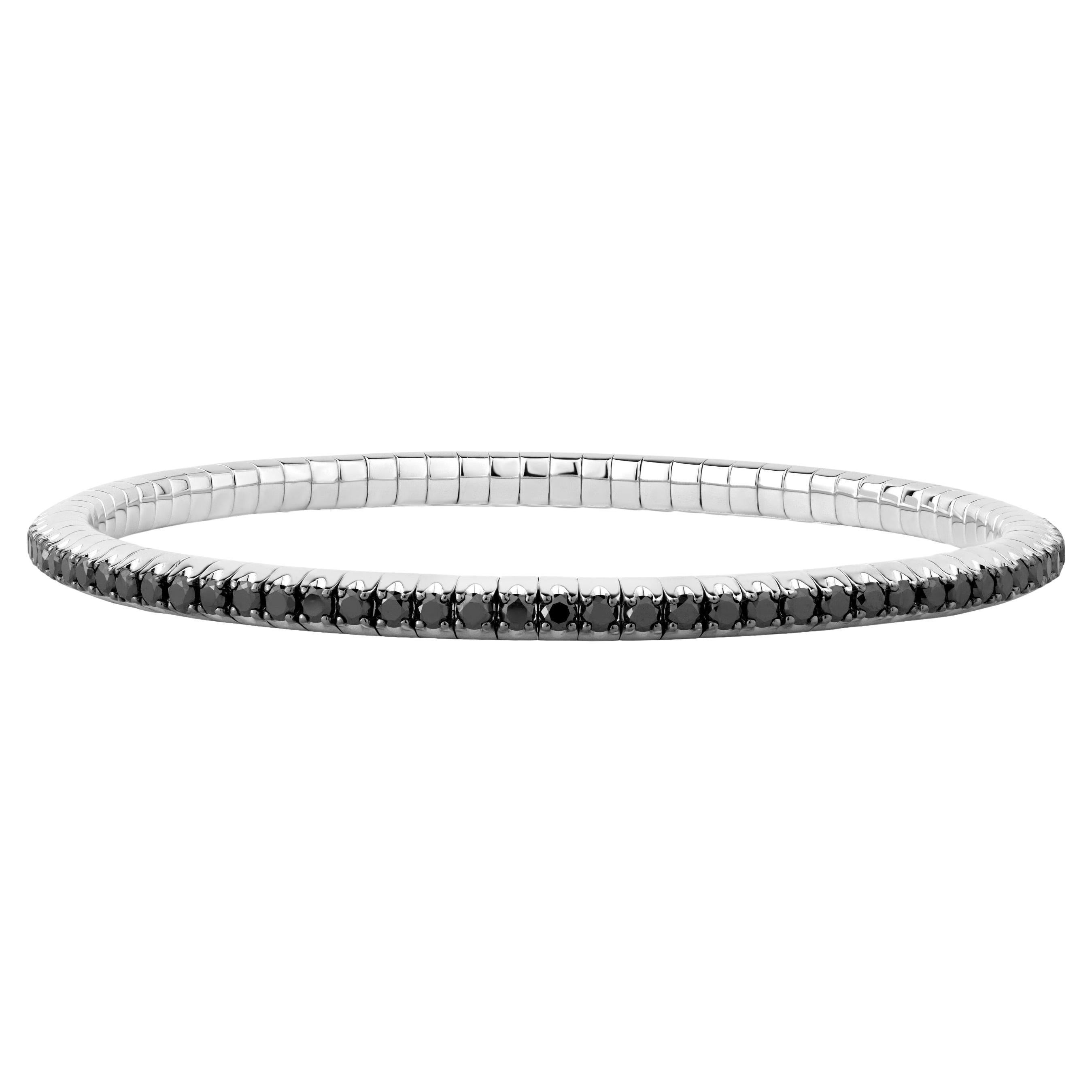 Nigaam Bracelet tennis en or blanc 18 carats avec diamants noirs naturels de 2,92 carats en vente