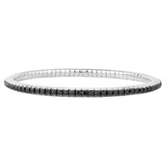 Nigaam 2,92 Karattw natürliches schwarzes Diamant-Tennisarmband aus 18 Karat Weißgold