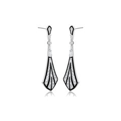 Nigaam 3.03 Cttw. Diamond and Enamel Drop Earrings in 18K White Gold