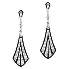 Nigaam 3.03 Cttw. Diamond and Enamel Drop Earrings in 18K White Gold