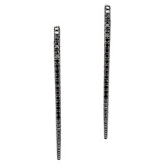 3.08Cttw Natural Black/White Diamond Teardrop Hoop Earrings in 18K Black Gold