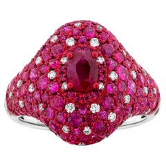 Nigaam 3.25 ct. pt. Bague de taille 7 en or blanc 18 carats avec rhodium rouge