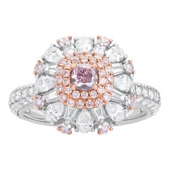 Nigaam 3.27 Cttw. Hellbrauner, rosafarbener und weißer Diamant-Cluster-Ring aus 18 Karat Gold