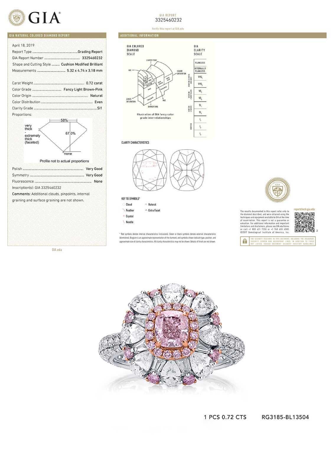 Nigaam 3.27 Cttw. Hellbrauner, rosafarbener und weißer Diamant-Cluster-Ring aus 18 Karat Gold im Zustand „Neu“ in New York, NY