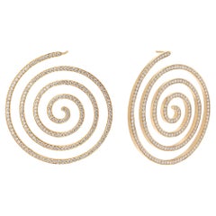 Nigaam 3.62cttw Round Diamond Coiled Stud Earrings in 18k Yellow Gold