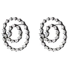 Nigaam 4.26cts Pear Diamond Studded Spiral Earrings in 18k Gold Black Rhodium
