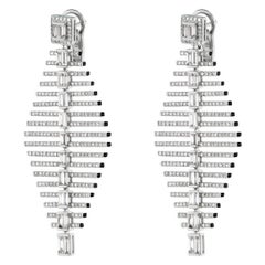 Nigaam 4.32cttw Fern Diamond Drop Earrings in 18k White Gold