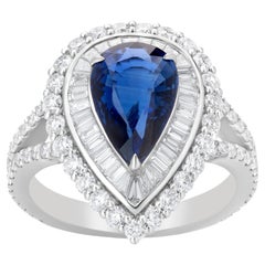 Nigaam 4.38 Carat T.W. Blue Sapphire and Diamond Cluster Ring in 18k White Gold
