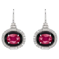 Nigaam 4.46cttw Ruby and Diamond Stud Earrings in 18k White Gold