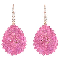 Nigaam 45.03 Cttw. Pink Sapphire and Diamond Drop Earrings in 18K Rose Gold