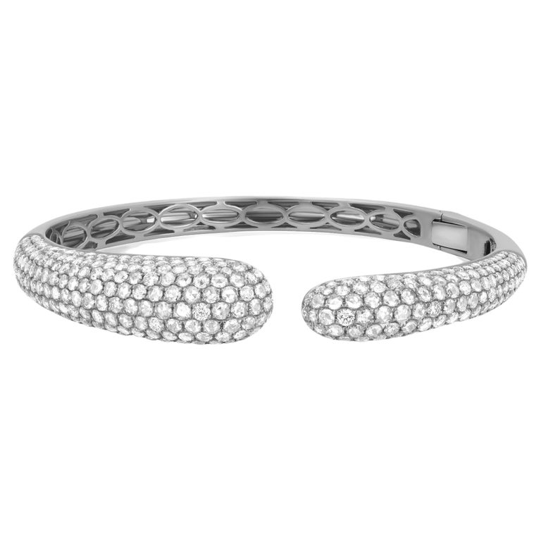 Nigaam 4.7 Cttw. Round Diamond Cuff Bangle in 18K White Gold For Sale at 1stDibs