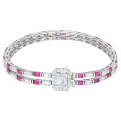 Nigaam 5.26 Cts. Ruby and 5.39 Cts. Diamond Tennis Bracelet in 18K Gold