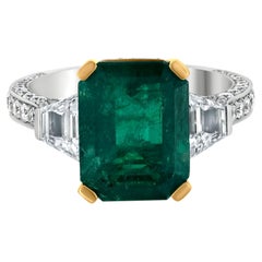 Nigaam 5.5 Carat T.W Emerald and Diamond Cocktail Ring in 18k Gold