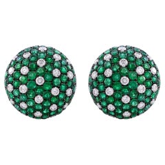 Nigaam 6.35 Cts Emerald & Diamond Stud Earrings in 18k White Gold, Black Rhodium