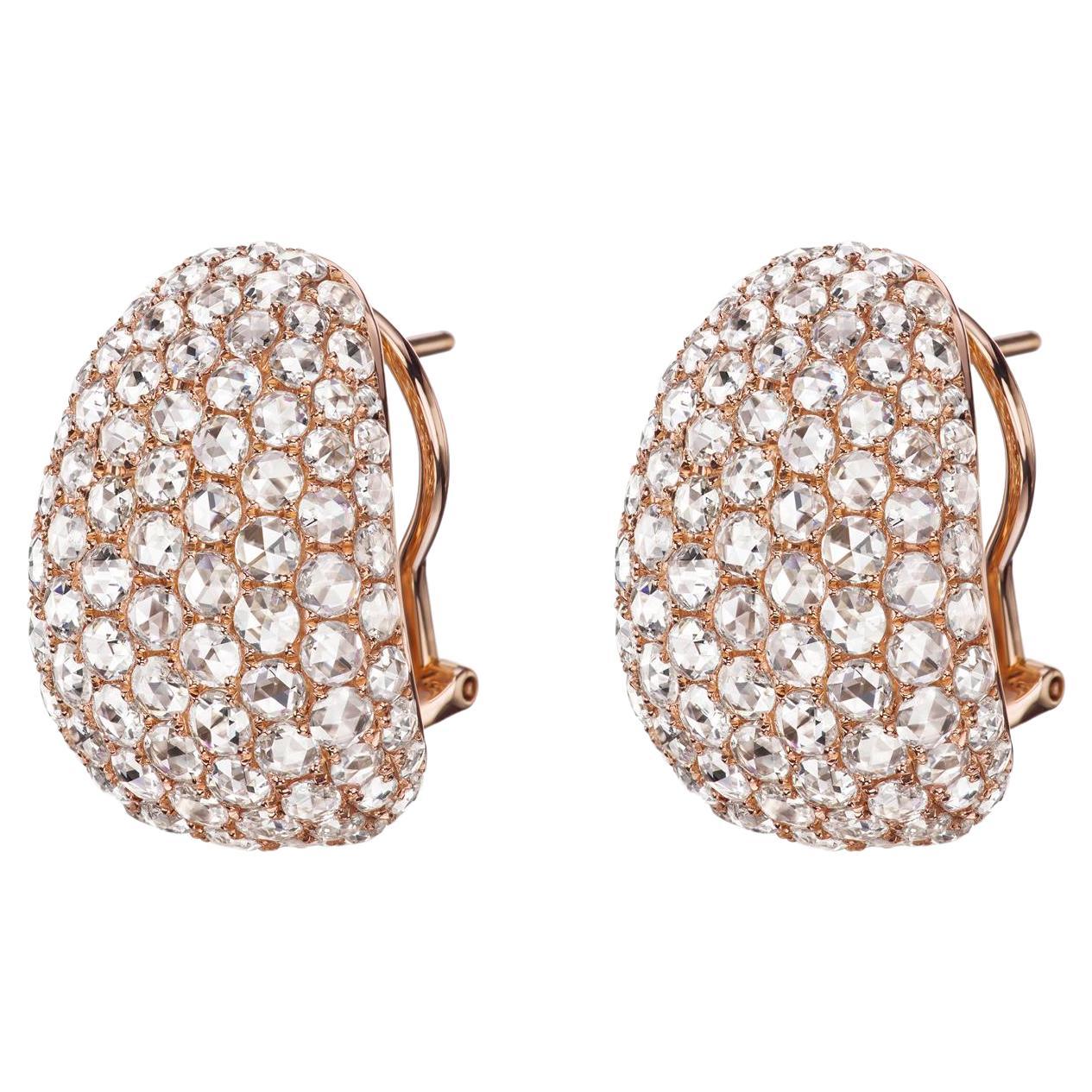 Nigaam 6.34 Cttw. Round Rose-Cut Diamond Circle Stud Earrings in 18K ...