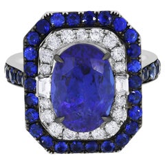 Nigaam 7.13 Cttw. Tanzanite, Blue Sapphire and Diamond Engagement Ring