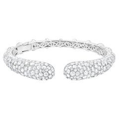 Nigaam 7.65 Cttw. Diamond Cuff Bangle Bracelet in 18K White Gold