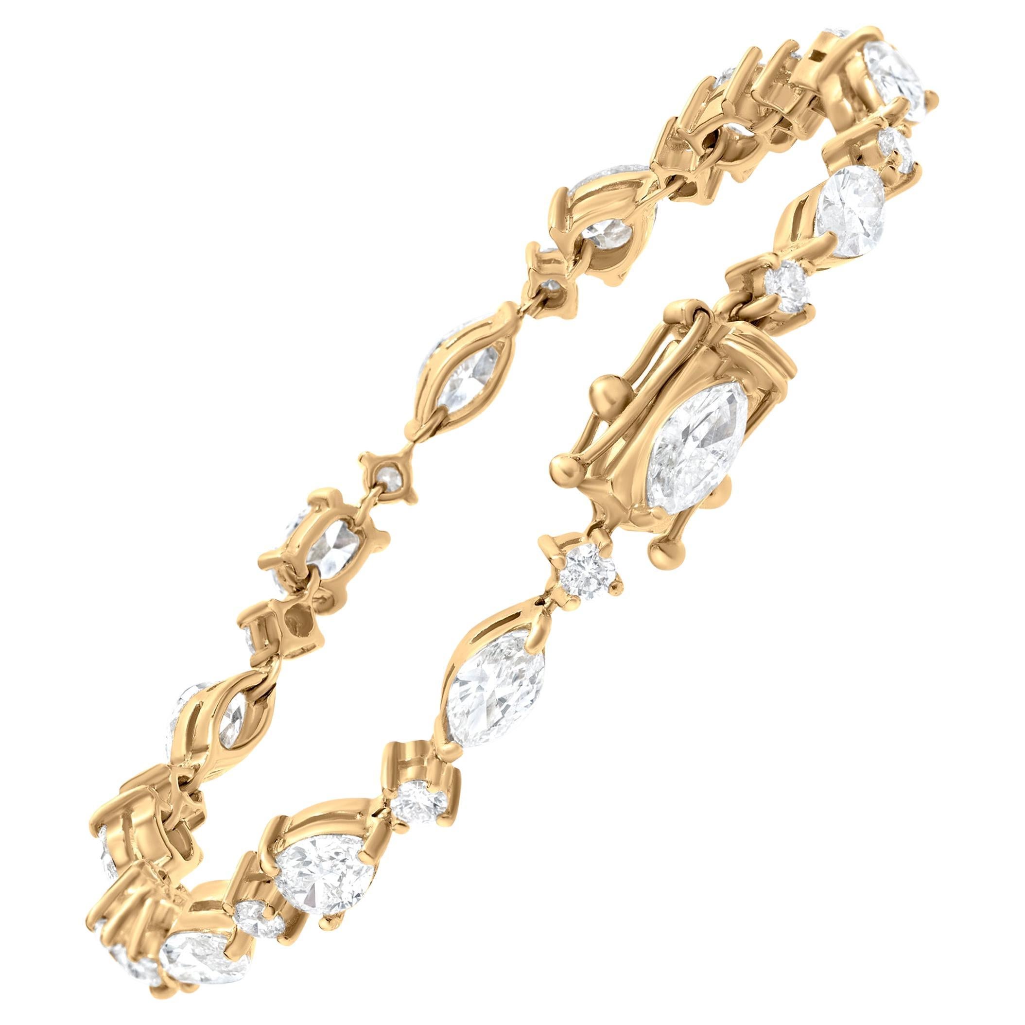 Luxle 1.6 Cttw. Round Diamond Tennis Bracelet in 18K Yellow Gold For Sale at 1stDibs
