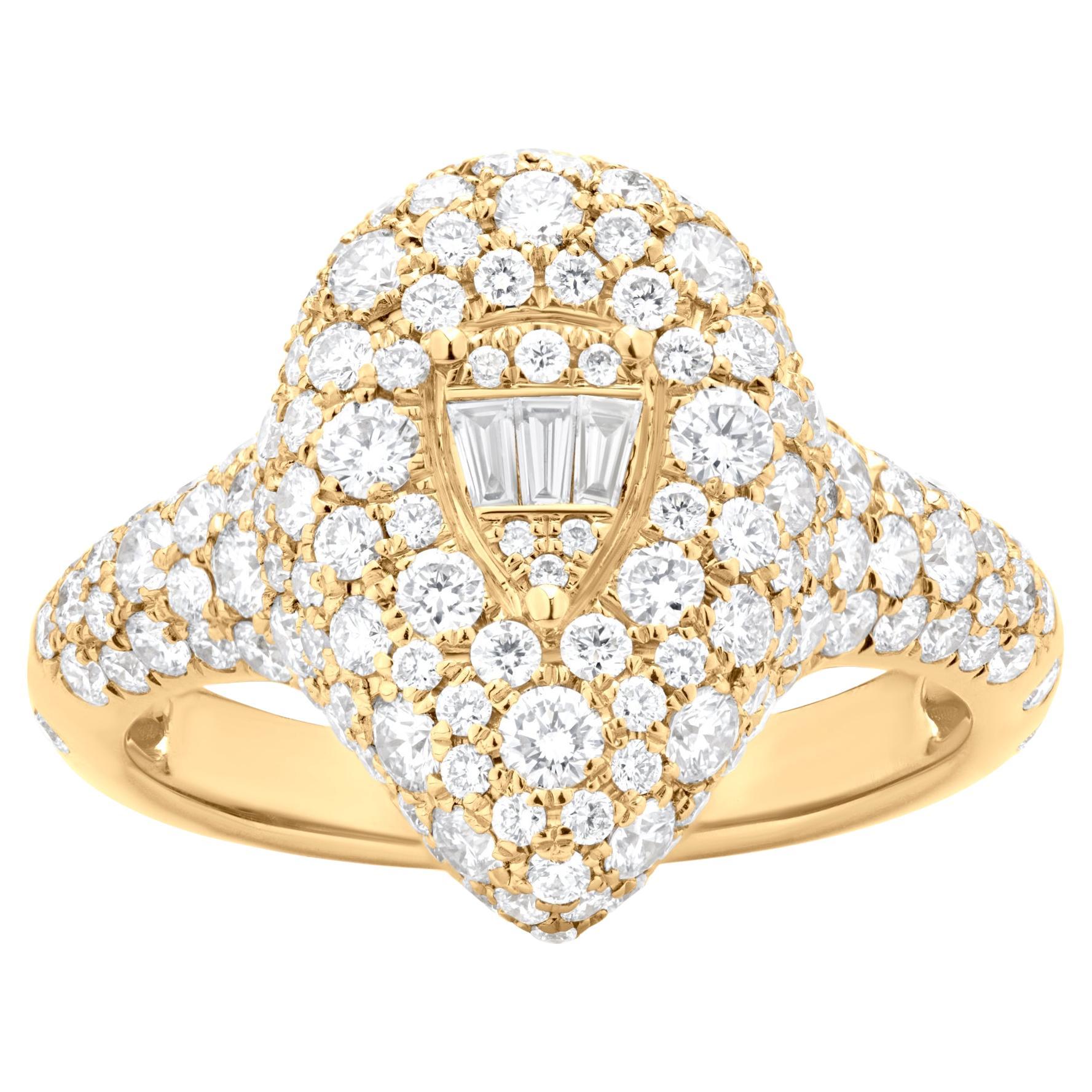 Nigaam Apex Radiance 1.85 Cts. Diamond Pave Dome Ring Size 7 in 18K Yellow Gold