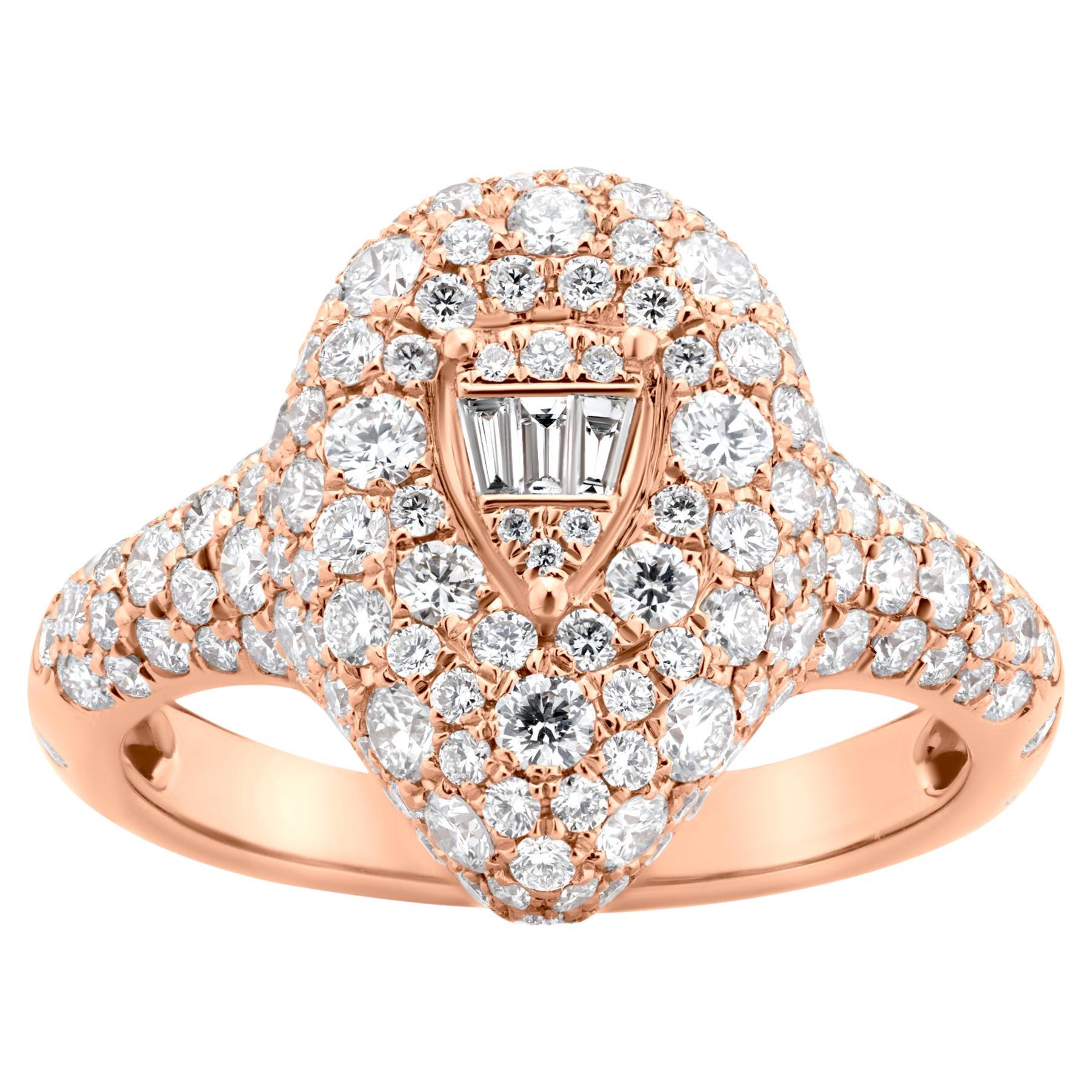 Nigaam Blushing Shield 1.9 Cts. Diamond Pave Dome Ring Size 7 in 18K Rose Gold