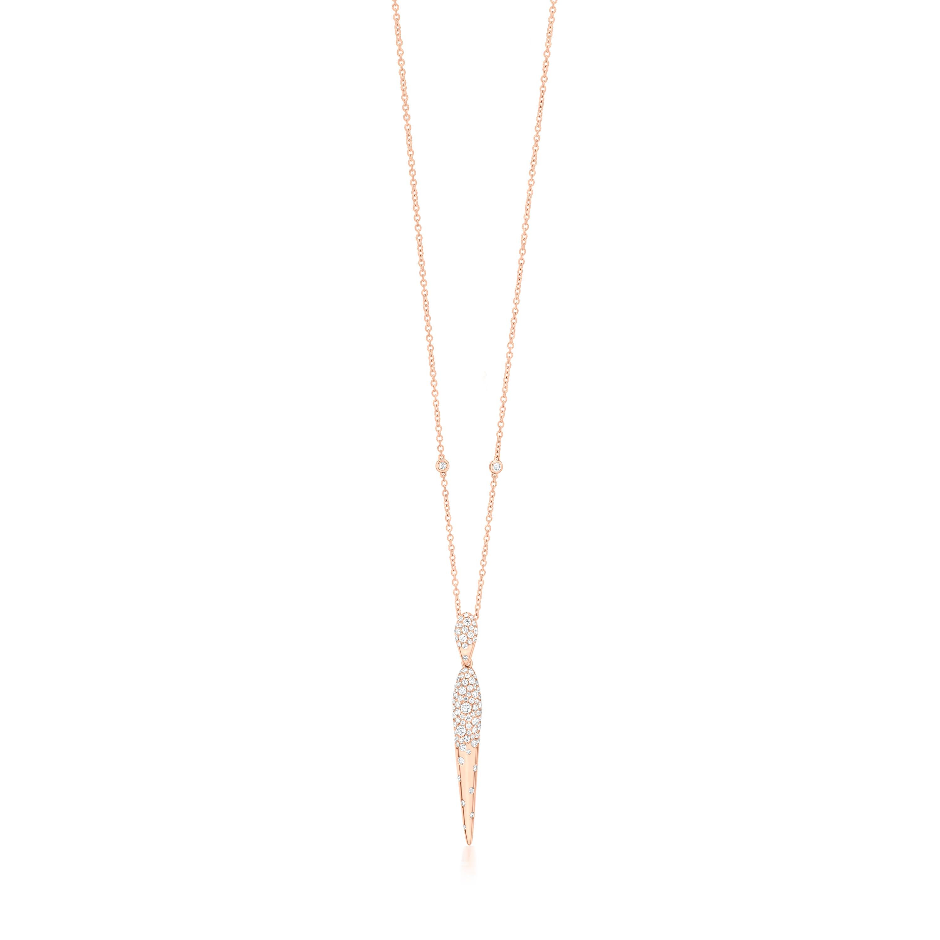 Taille ronde Nigaam 1.20 carats Pendentif/collier en or rose 18 carats, 18 