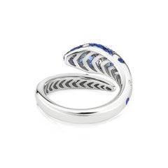 Nigaam Serpent 1.01 Ctw Sapphire & Diamond Ring Size 7 in 18K White Gold