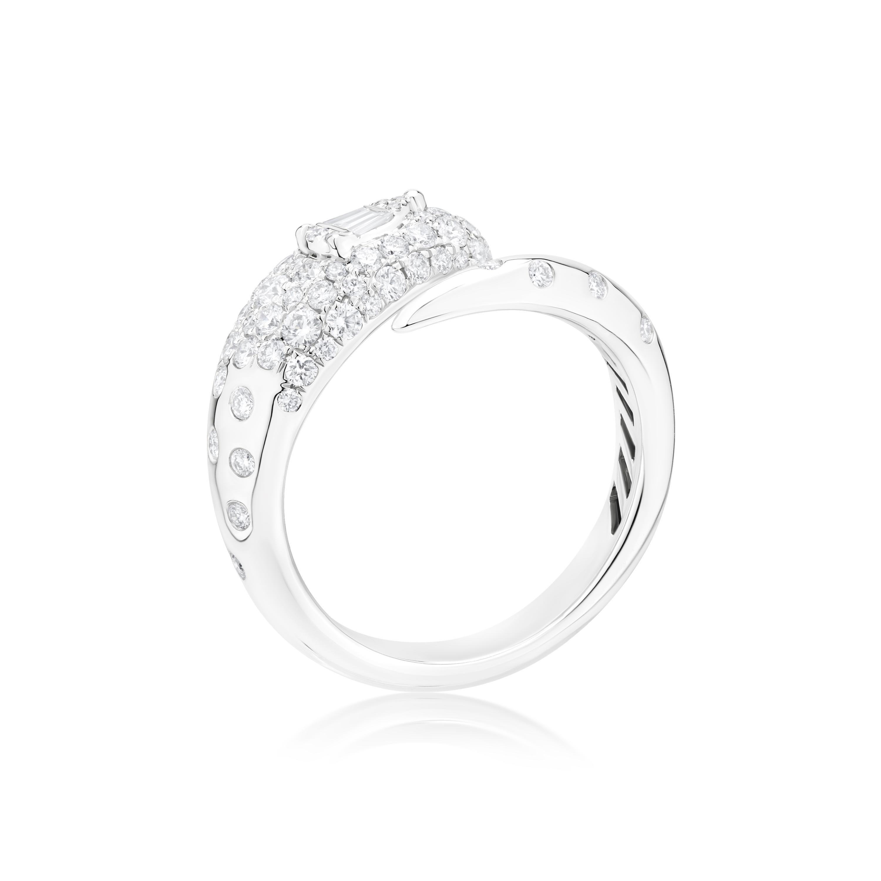 Nigaam Serpens Diamant Spiralring Größe 7 in 18K Weißgold (0,83 Karat, GH/VS) (Zeitgenössisch) im Angebot