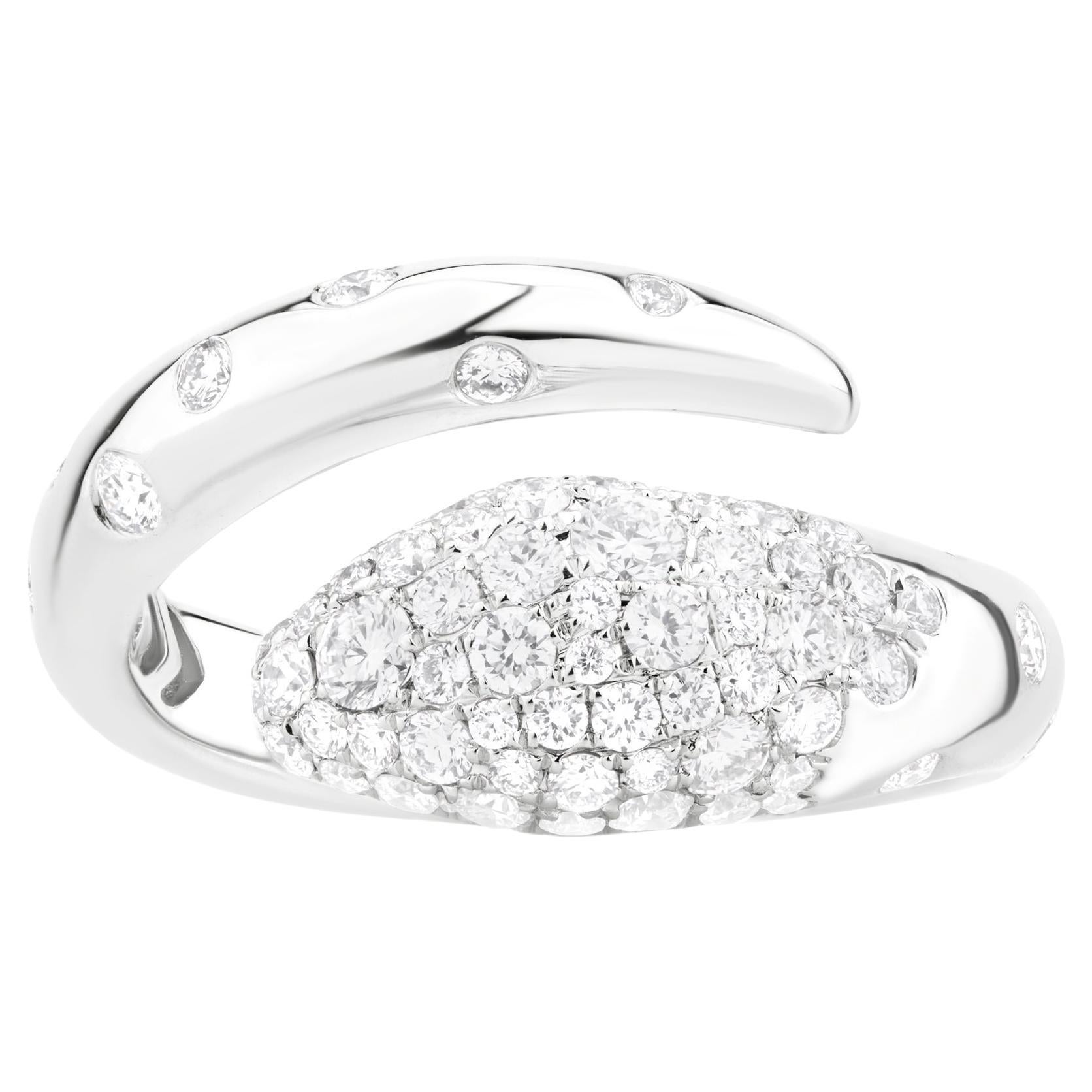 Anillo en espiral de diamantes Nigaam Serpens talla 7 en oro blanco de 18 quilates (0,93 quilates, G/VS1)