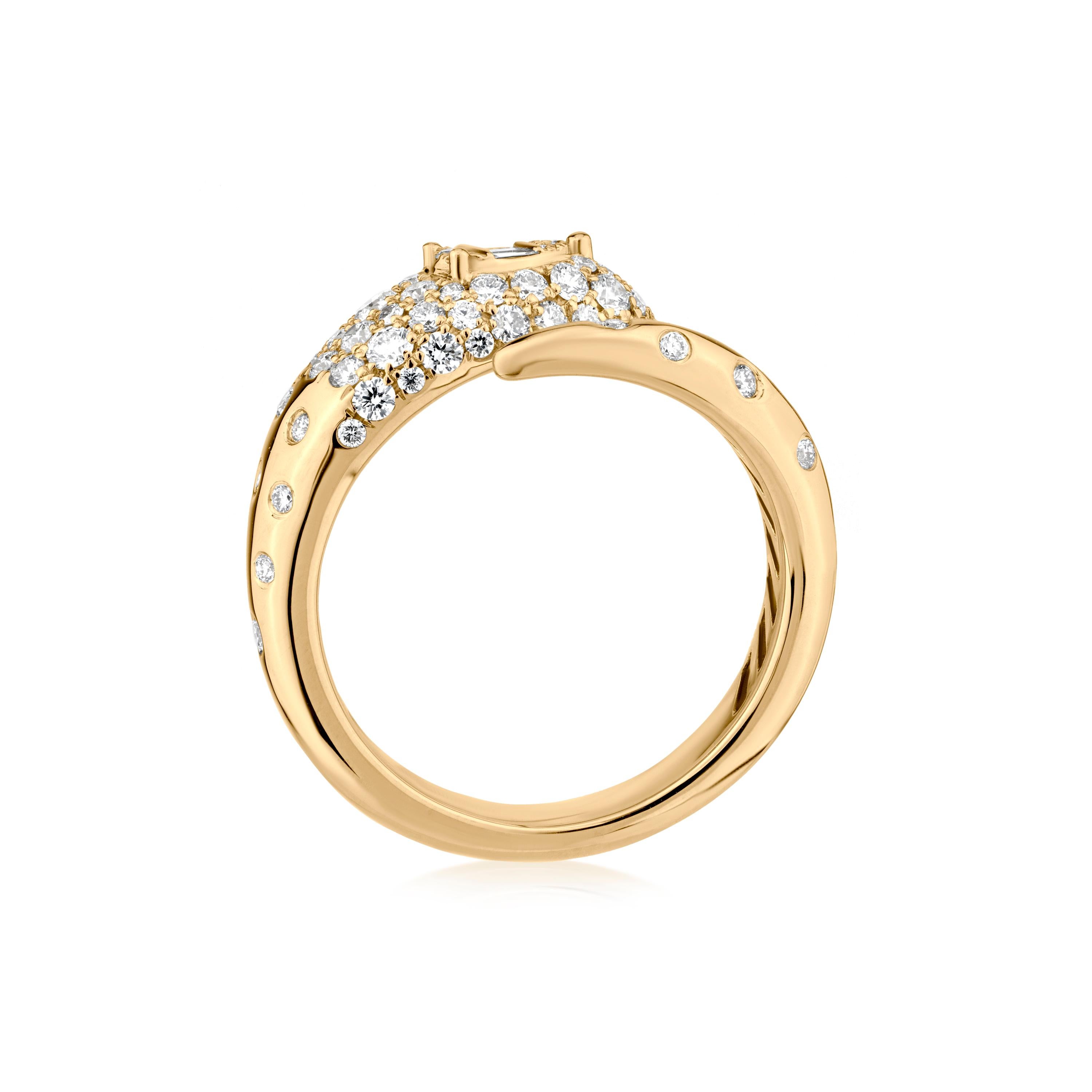 Contemporain Bague Nigaam Serpens en or jaune 18 carats taille 7 avec diamants (0,82 ct, G/VS1) en vente