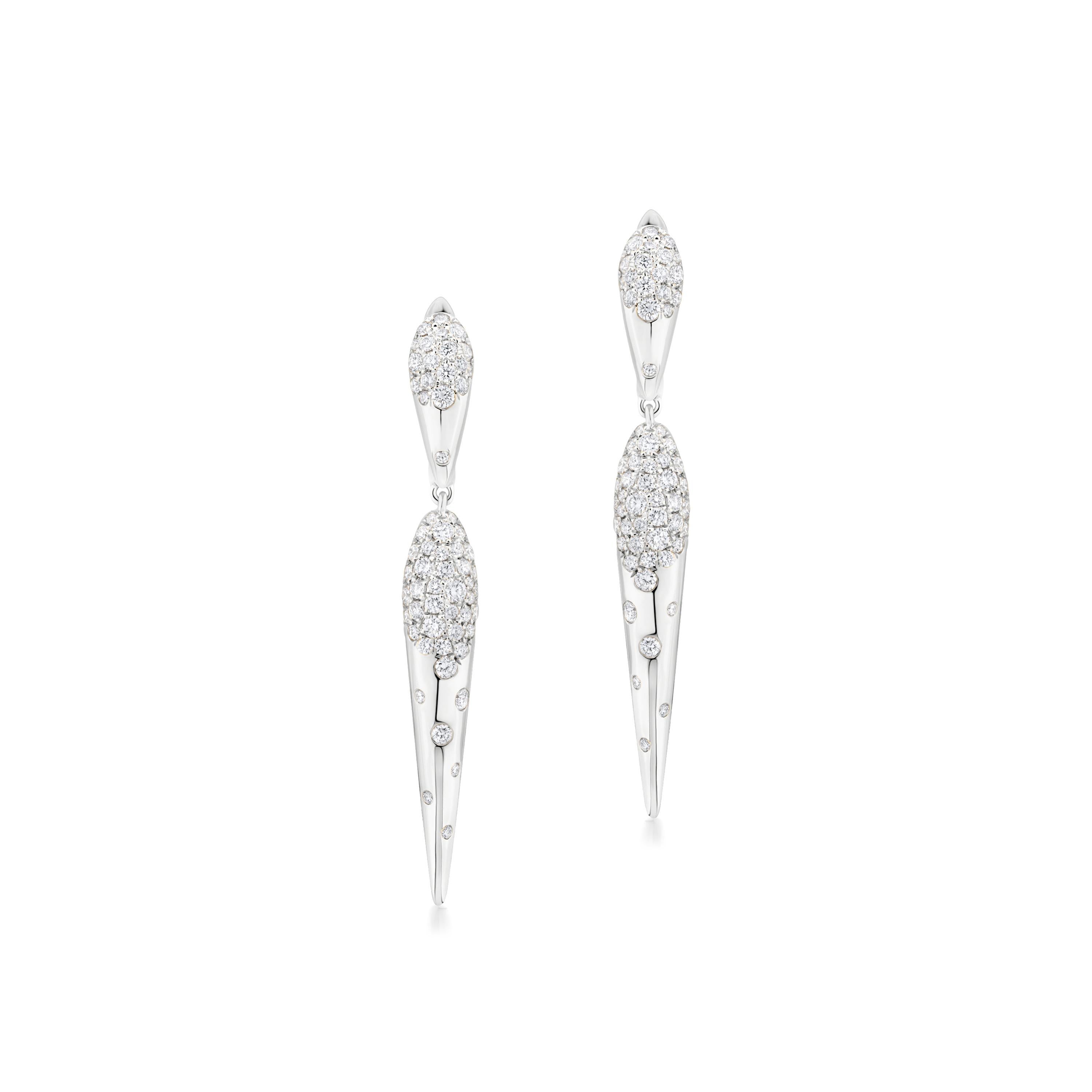 Nigaam Serpens Diamond Dangle Earrings in 18K White Gold (1.42 Cts, GH/VS)