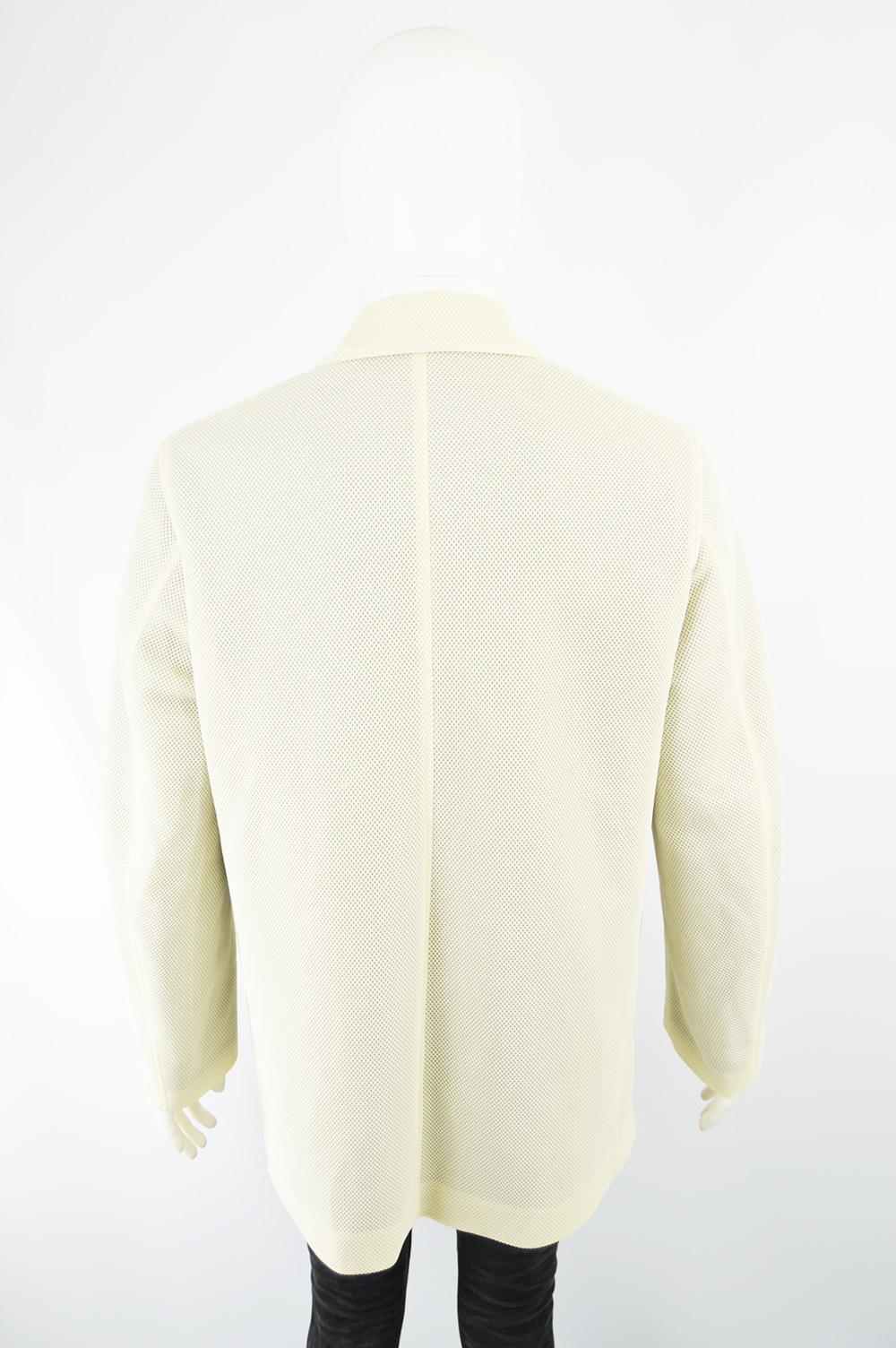 White Nigel Curtiss Vintage Men's Japaese Cream Mesh Jacket, 1990s For Sale