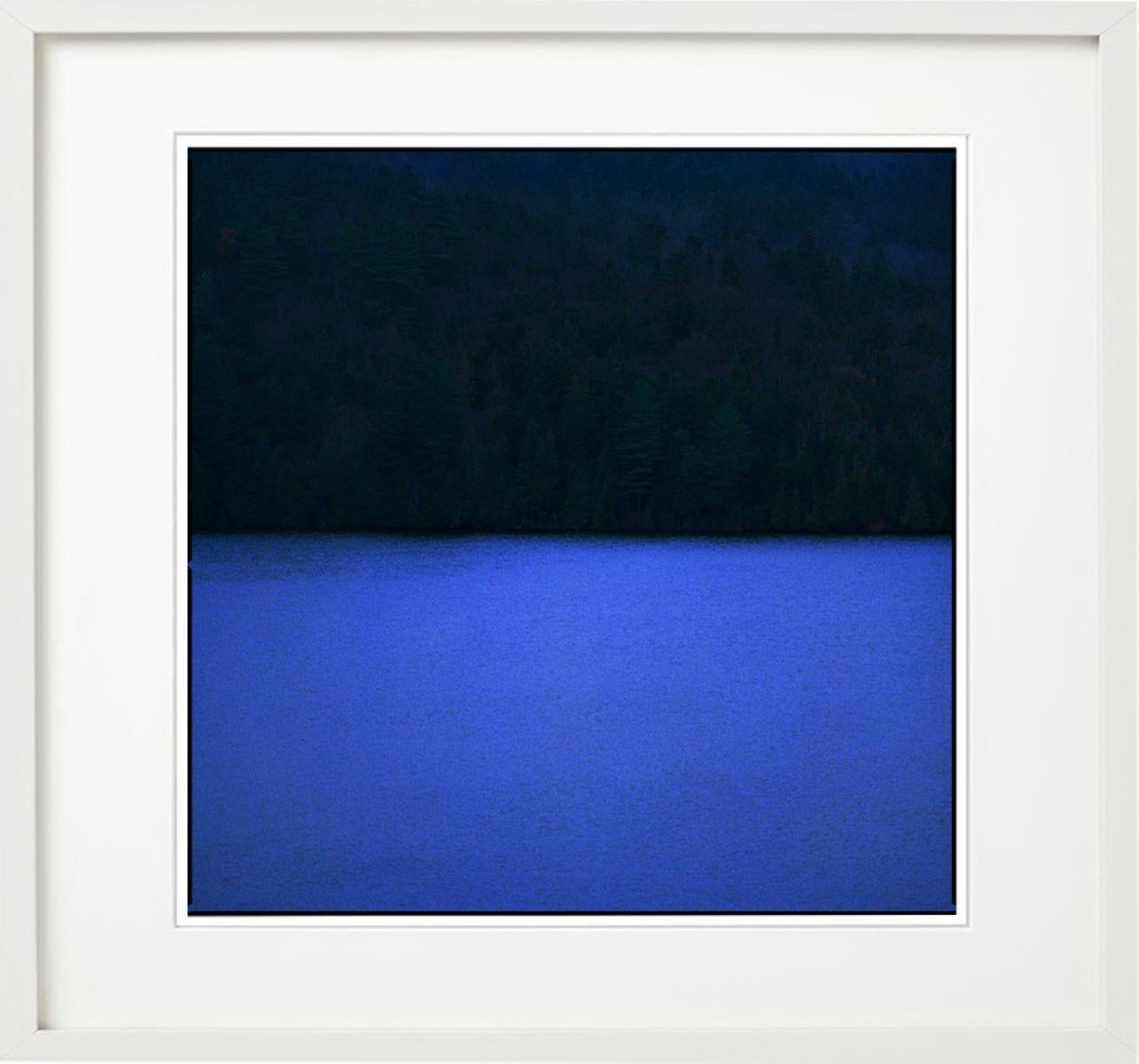 Placid Evening - blue landscape print with forest in the back