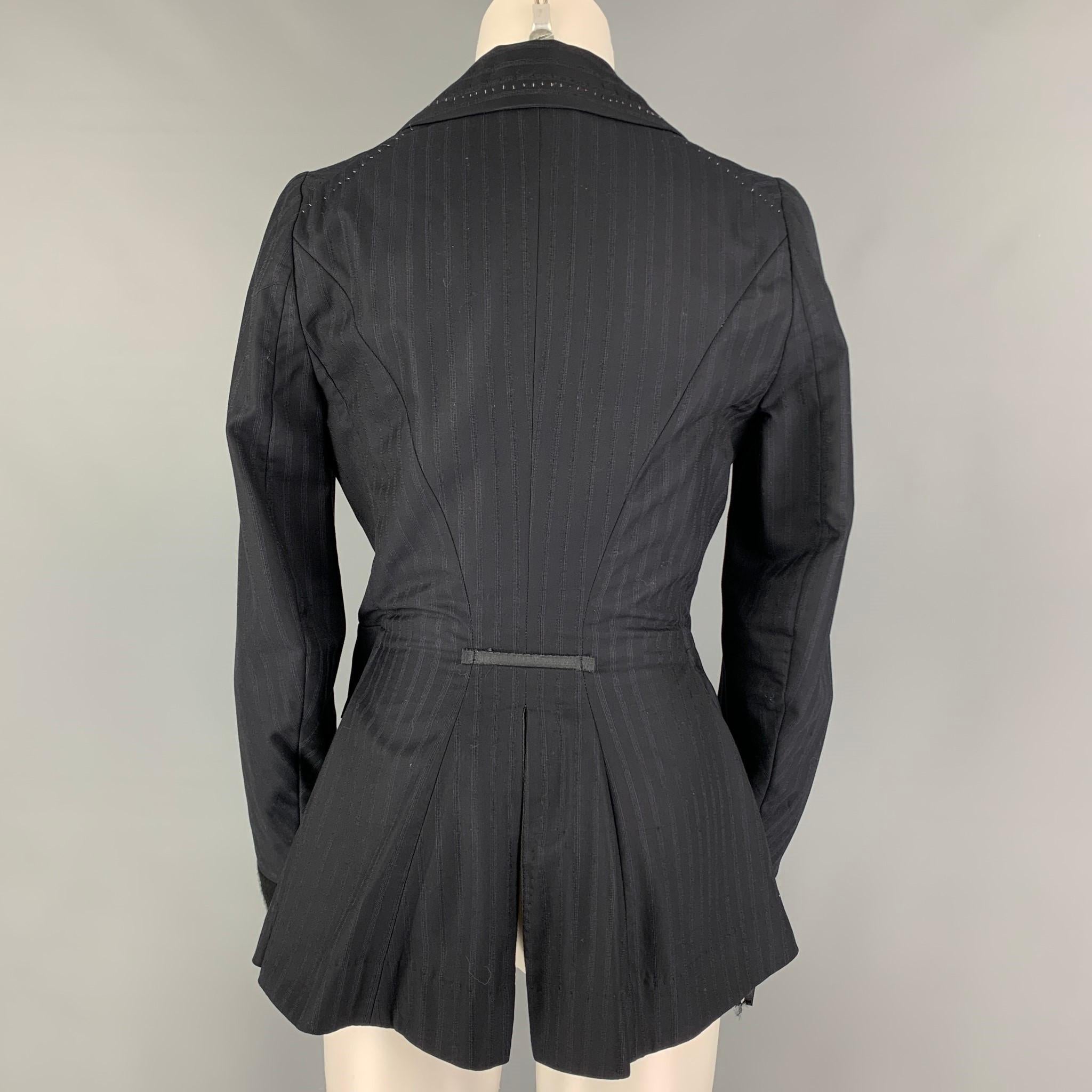 NIGEL PRESTON Size M Navy Wool Cotton Contrast Stitch Jacket Blazer In Good Condition In San Francisco, CA