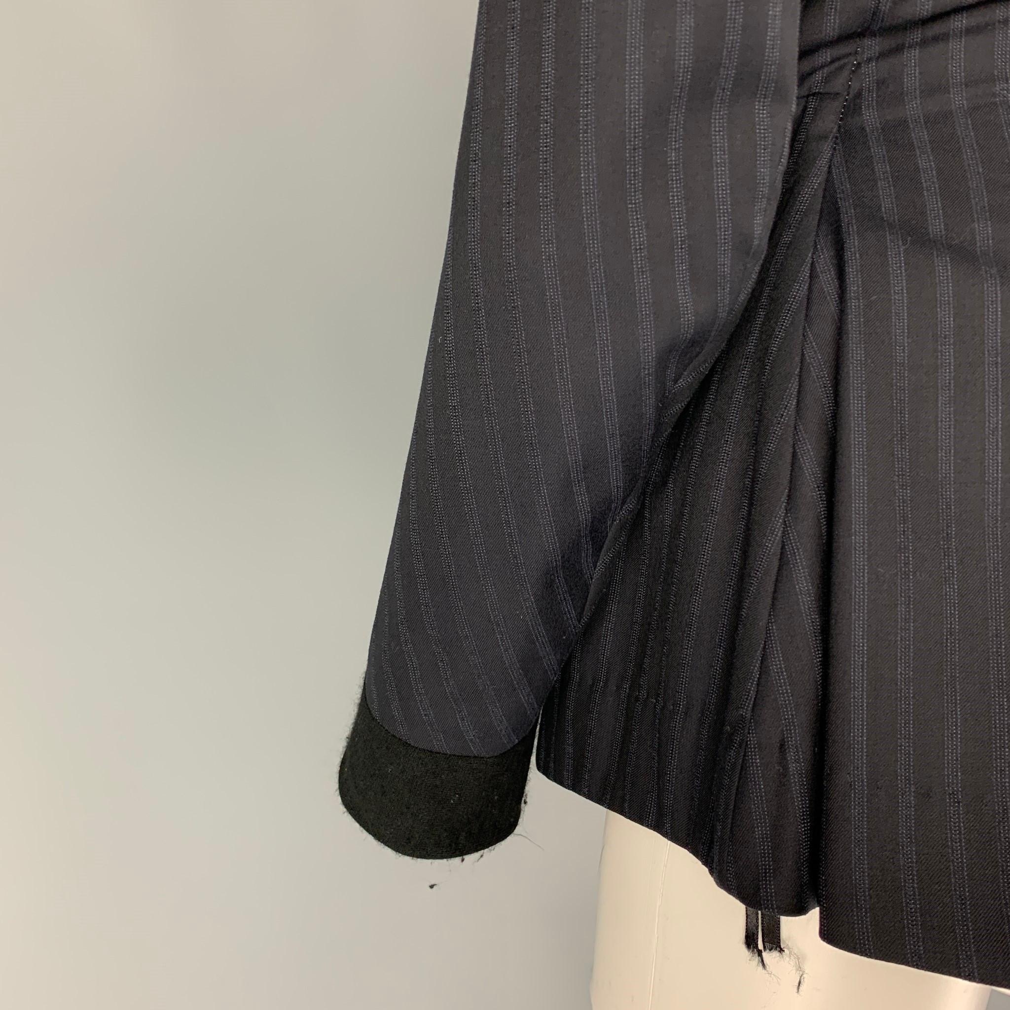 Women's NIGEL PRESTON Size M Navy Wool Cotton Contrast Stitch Jacket Blazer