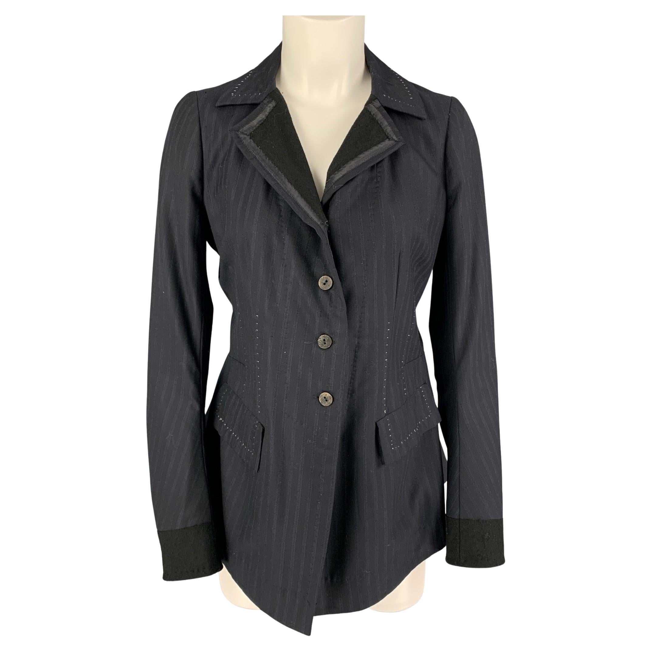 NIGEL PRESTON Size M Navy Wool Cotton Contrast Stitch Jacket Blazer