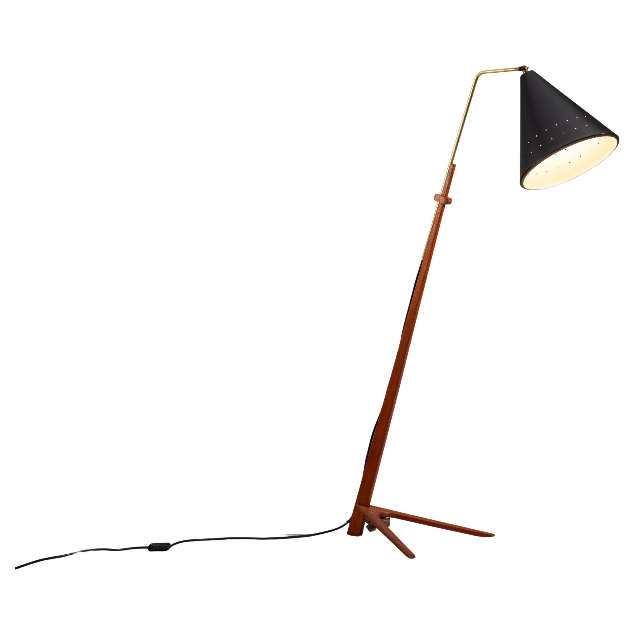 Nigel Walters floor lamp in black and teak Hagoort For Sale