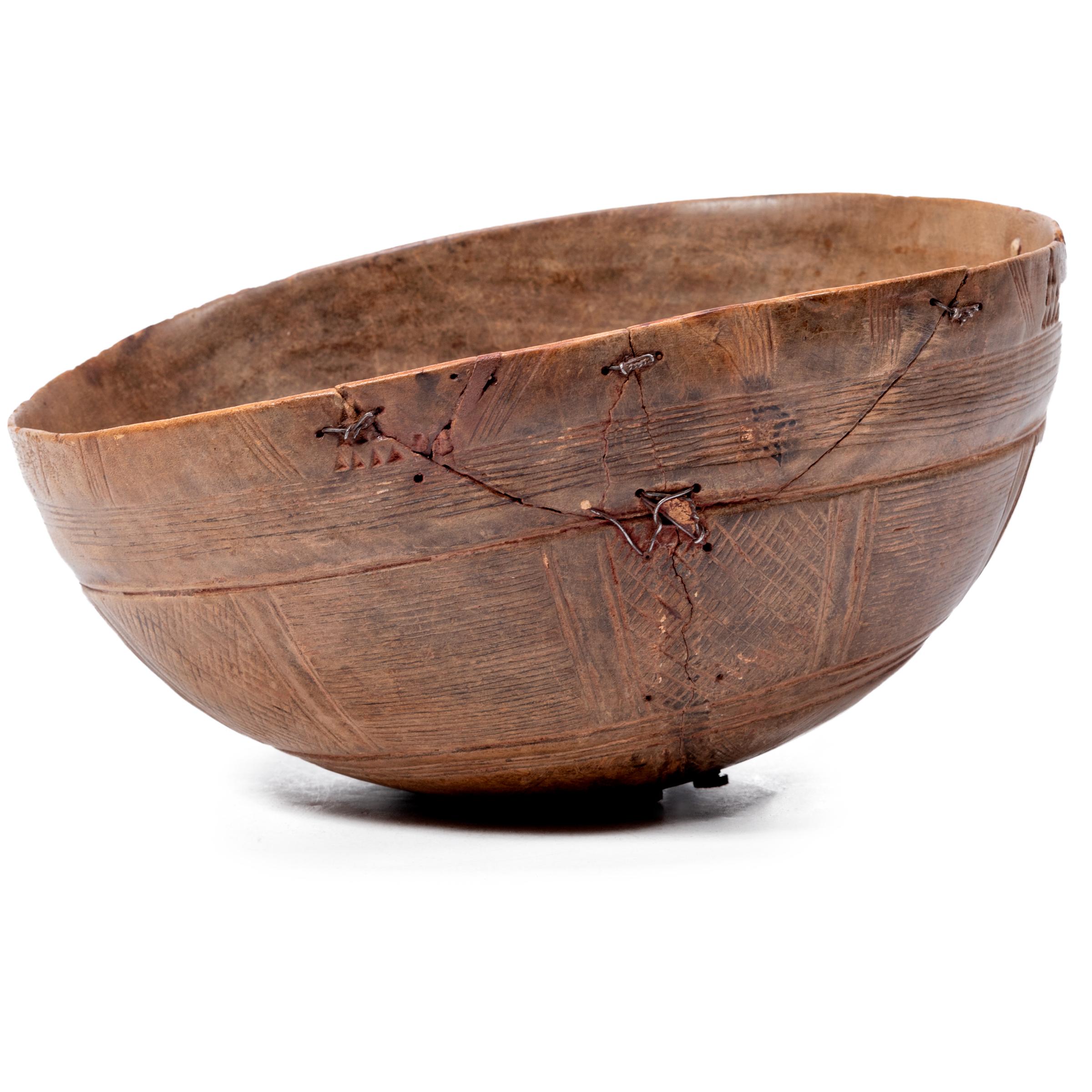Hand-Carved Nigerian Fulani Incised Bowl