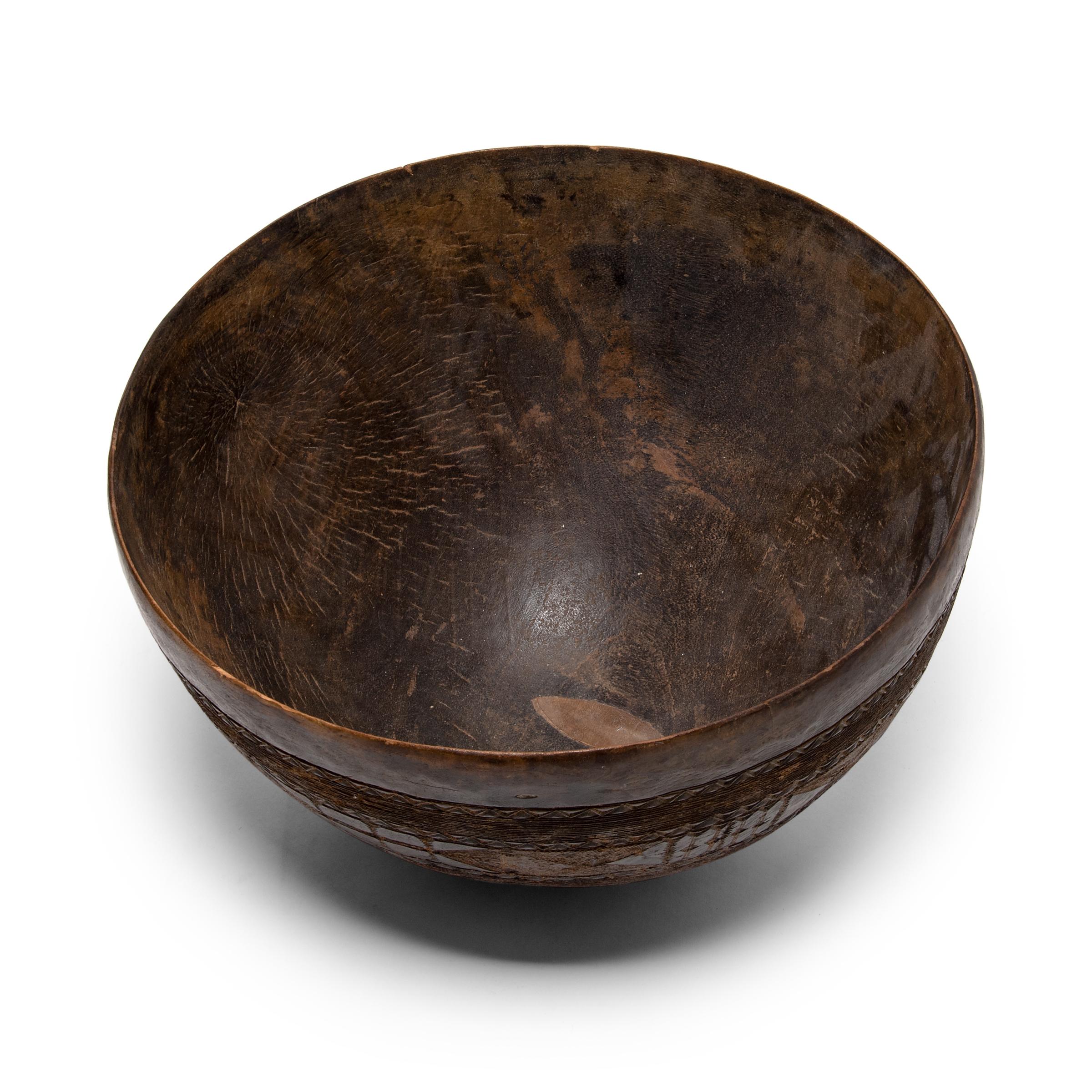 Hand-Carved Nigerian Fulani Incised Bowl