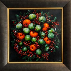 3 Ladybirds  - original realism still life fruit painting - contemporary art