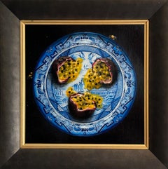 3 Passionfruits  - original realism still life fruit painting - contemporary art