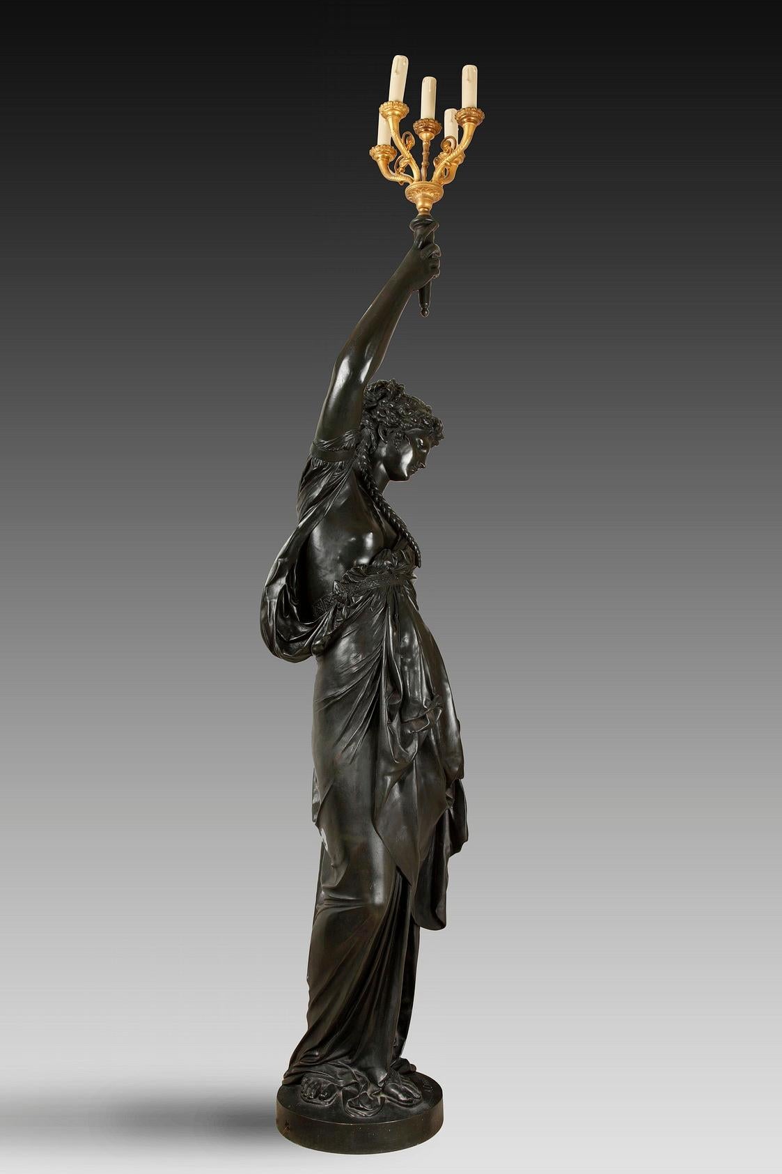Pair of Bronze Torchères by E.Colin after a Model by A.Carrier, France, c. 1900 For Sale 10