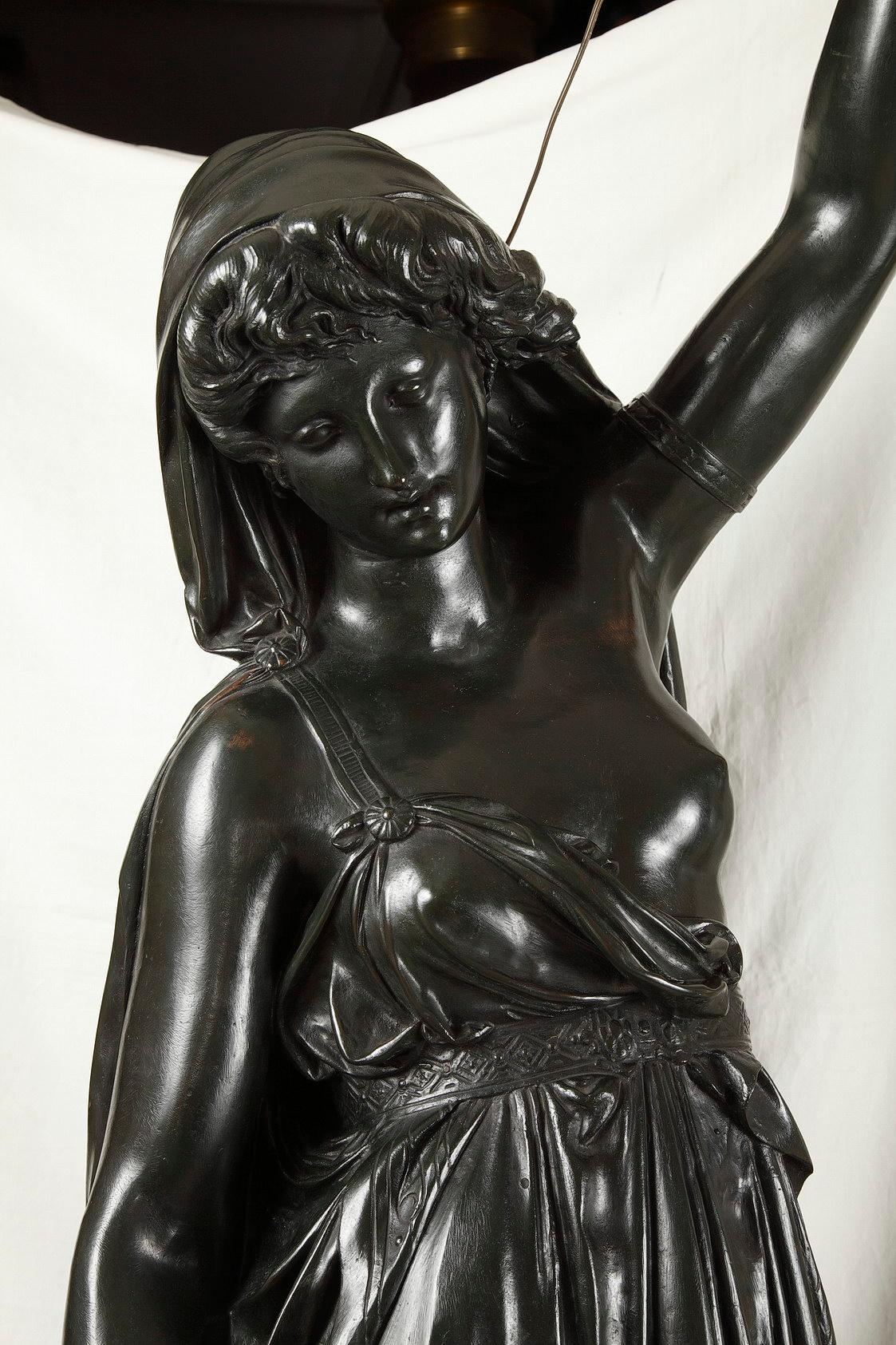 Pair of Bronze Torchères by E.Colin after a Model by A.Carrier, France, c. 1900 For Sale 2