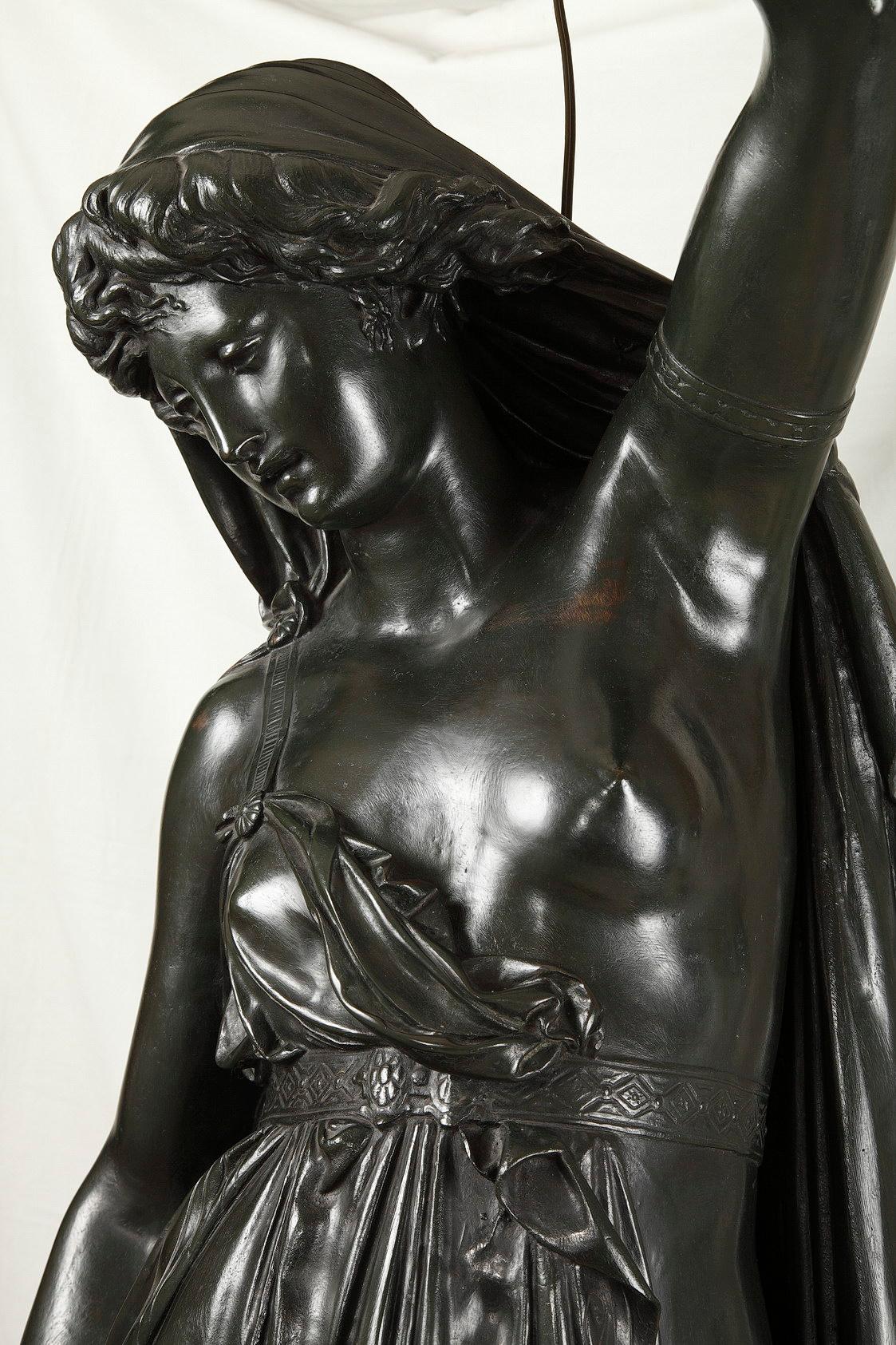 Pair of Bronze Torchères by E.Colin after a Model by A.Carrier, France, c. 1900 For Sale 3