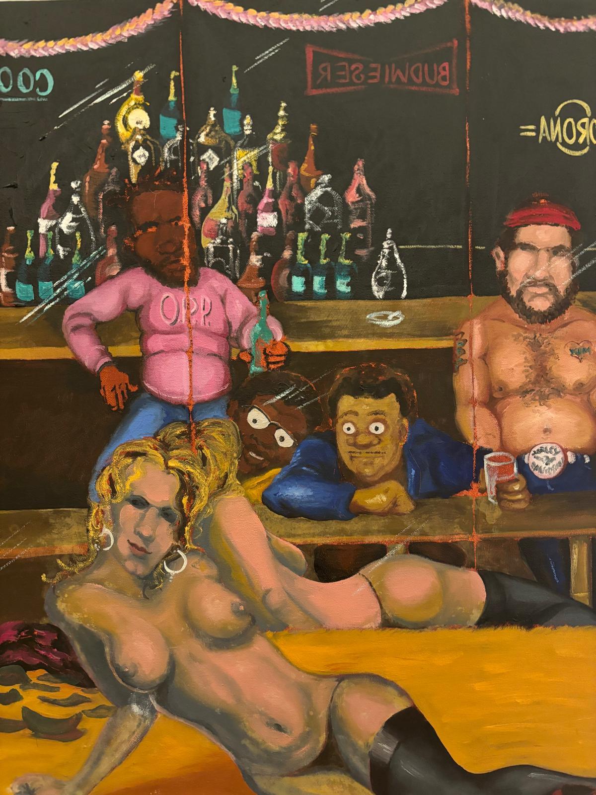 „Night at Billy's“, Gemälde von Daze im Zustand „Hervorragend“ im Angebot in PARIS, FR