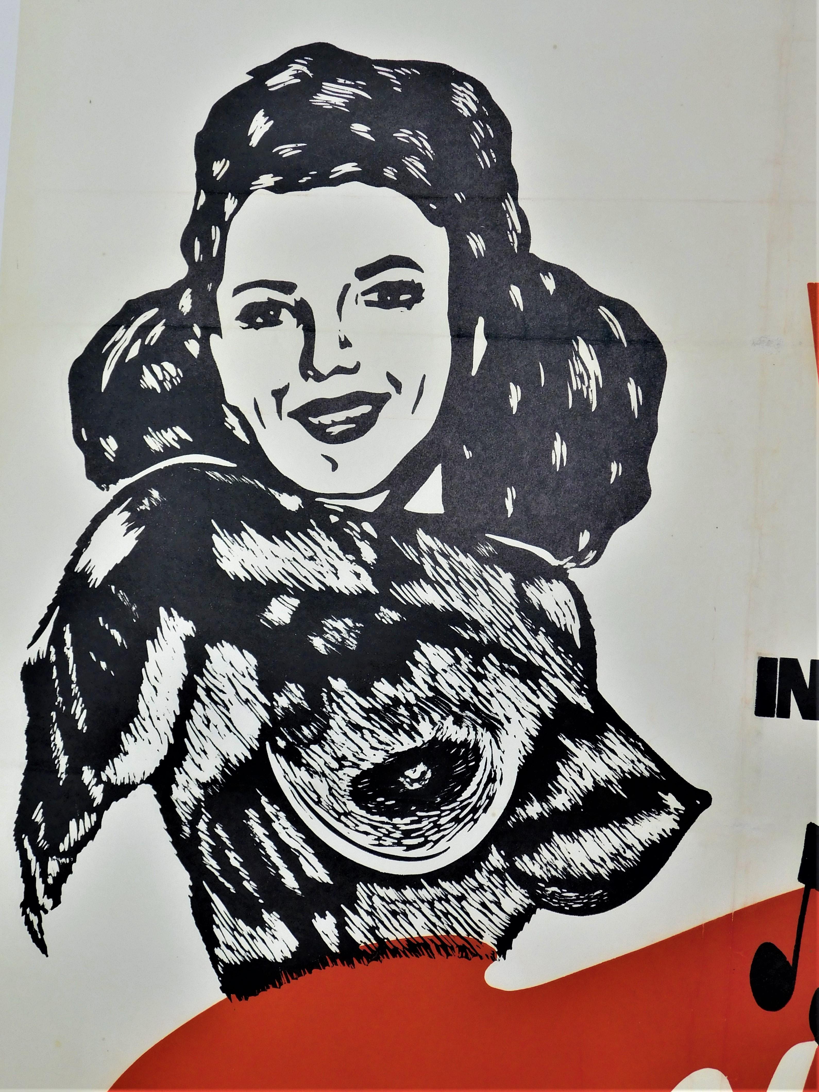 Affiche de théâtre originale du film « Night at the Follies », 1947, support en lin Evelyn West en vente 4